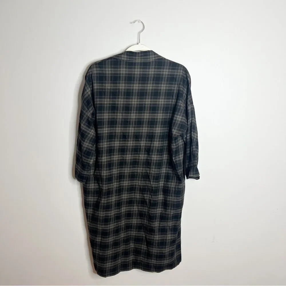 Vince Plaid Easy Pullover Cotton Dress in Military - Picture 6 of 6